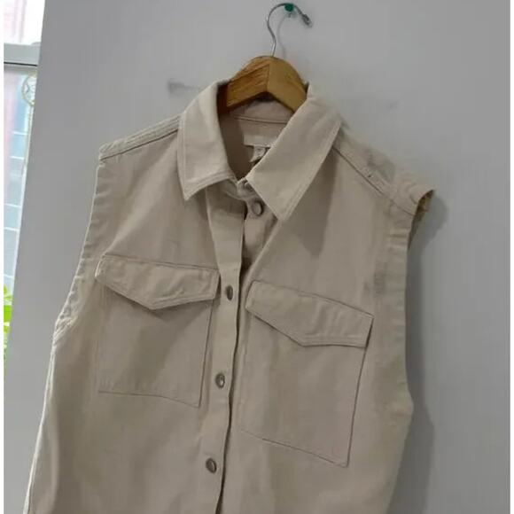 H&M Ivory Denim Cargo Skirt & Vest Set Size 8 - Picture 9 of 10